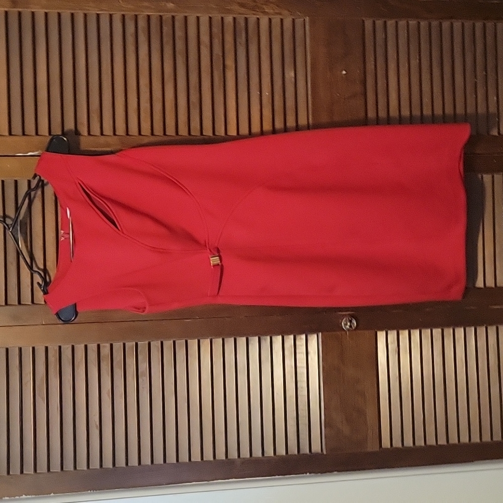Sz 10 Red Sleeveless Calvin Klein Dress